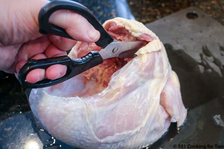 using shires cutting backborn from turkey breast