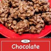 graphic for Pinterest of chocolate peanut clusters