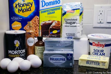 cream cheese with eggs and ingredients for bars