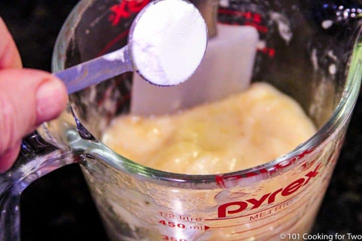 adding baking soda to the bananas