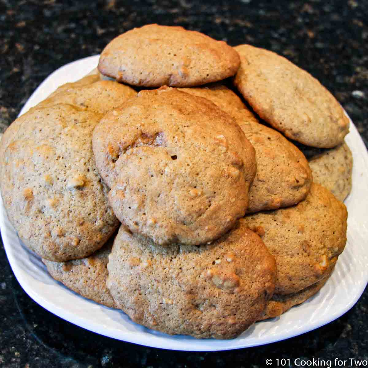 Banana Nut Cookies from 101 Cooking For Two baked cookies on a tray