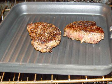 filets in oven on a grill pan