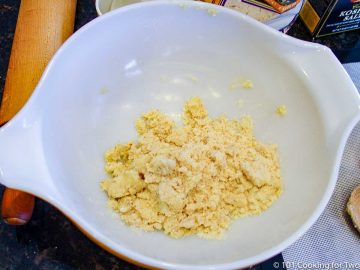 mixing in egg and oil to dry mix