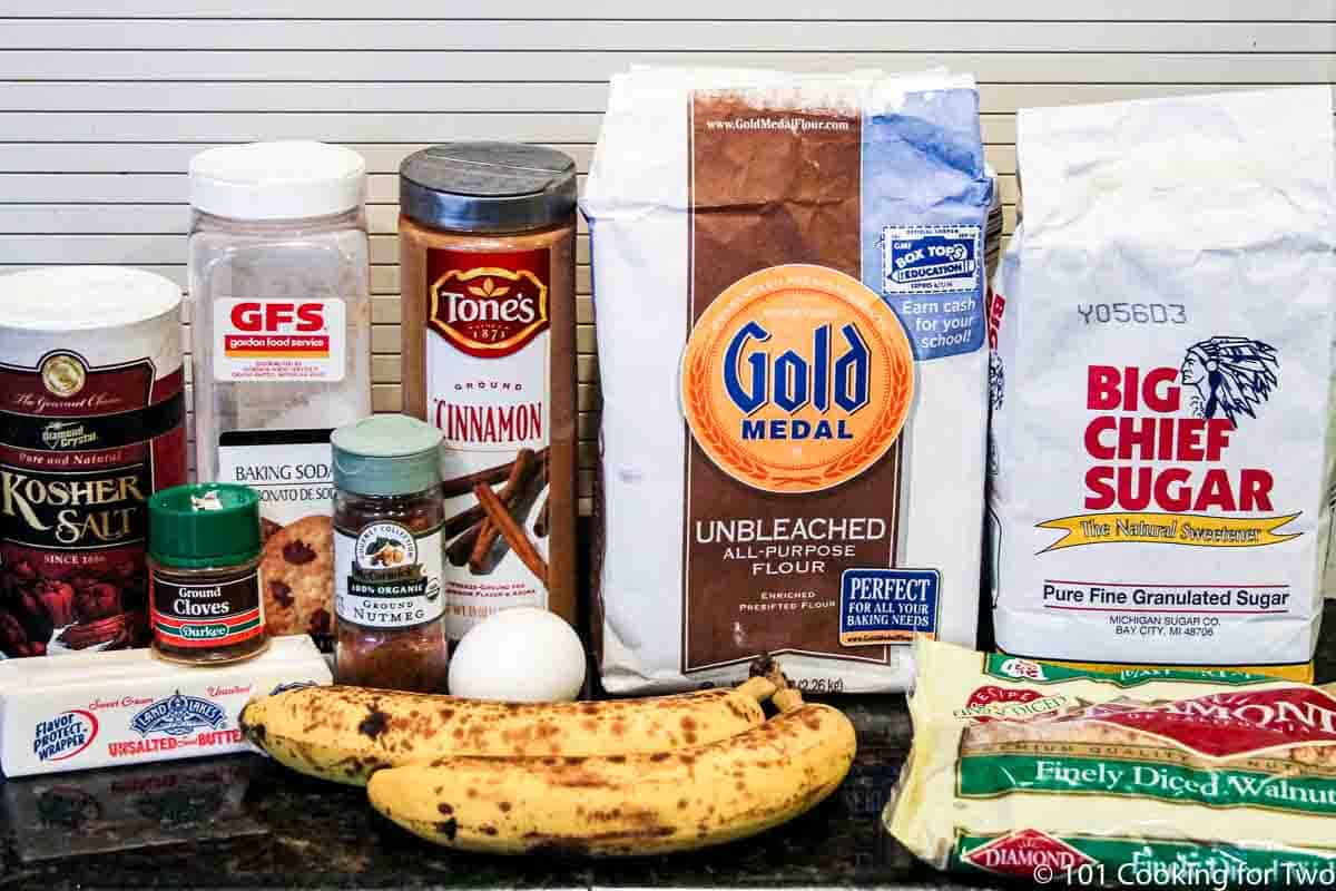 two bananas along with flour and cookie ingredients