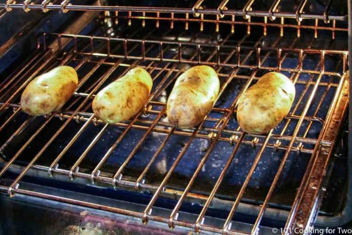 potatoes on the oven rack