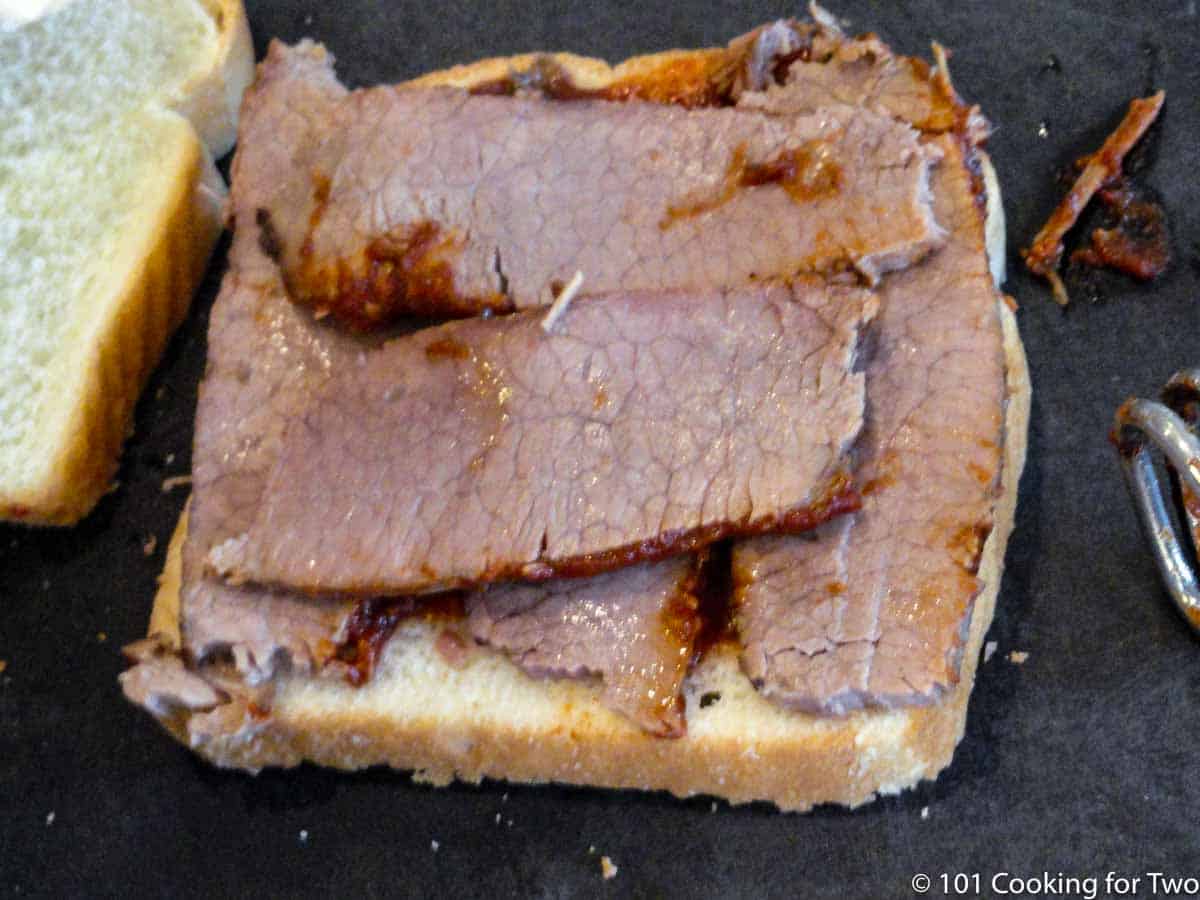 slices of brisket to make sandwiches.