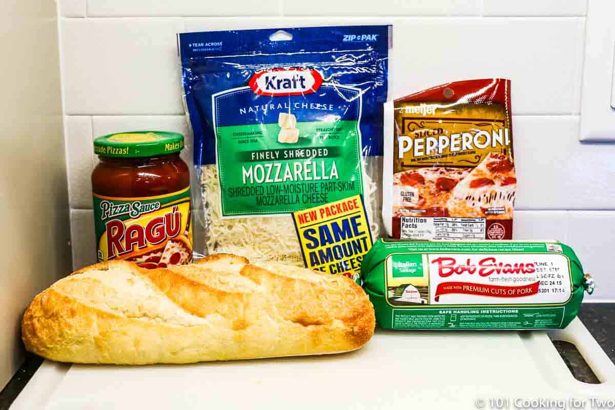 French bread with toppings for pizza.