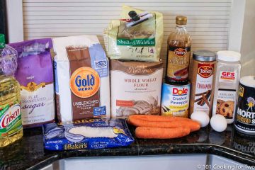 Carrots and cake ingredients