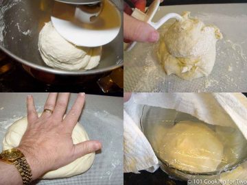 Collage 1 for the initial kneading of the bread dough