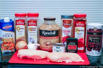 Raw chicken with other ingredients for chili