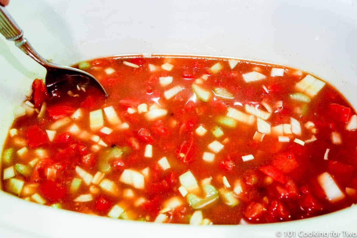 mixing ingredients in the crock pot
