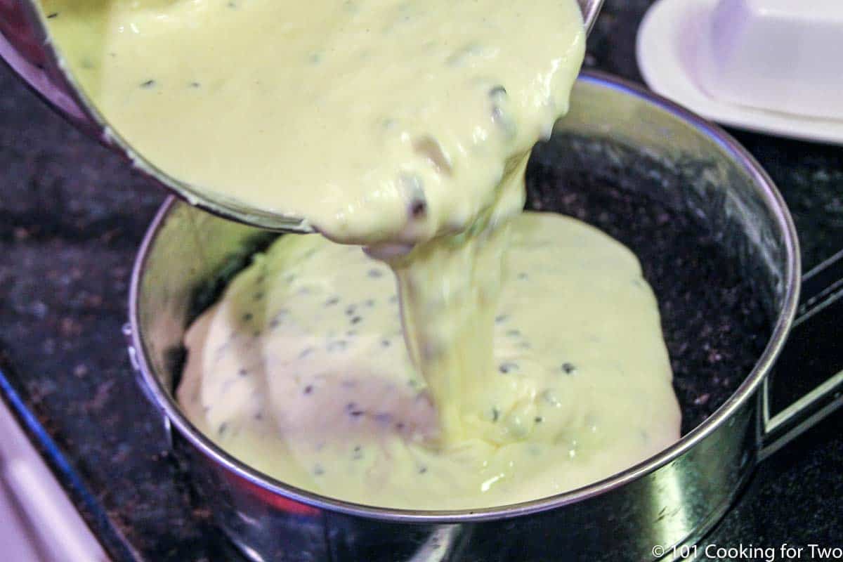 pouring batter into the pan