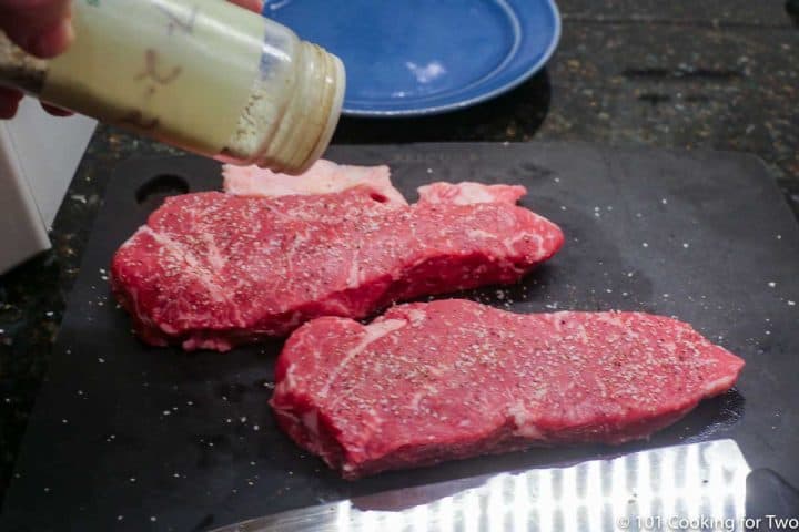 seasoning strip steaks before cooking