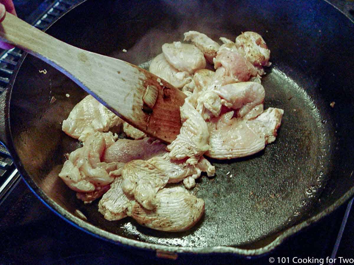 cooking chicken in the skillet