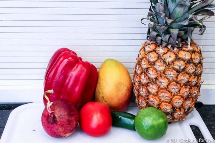 pineapple with mango and salsa ingredients