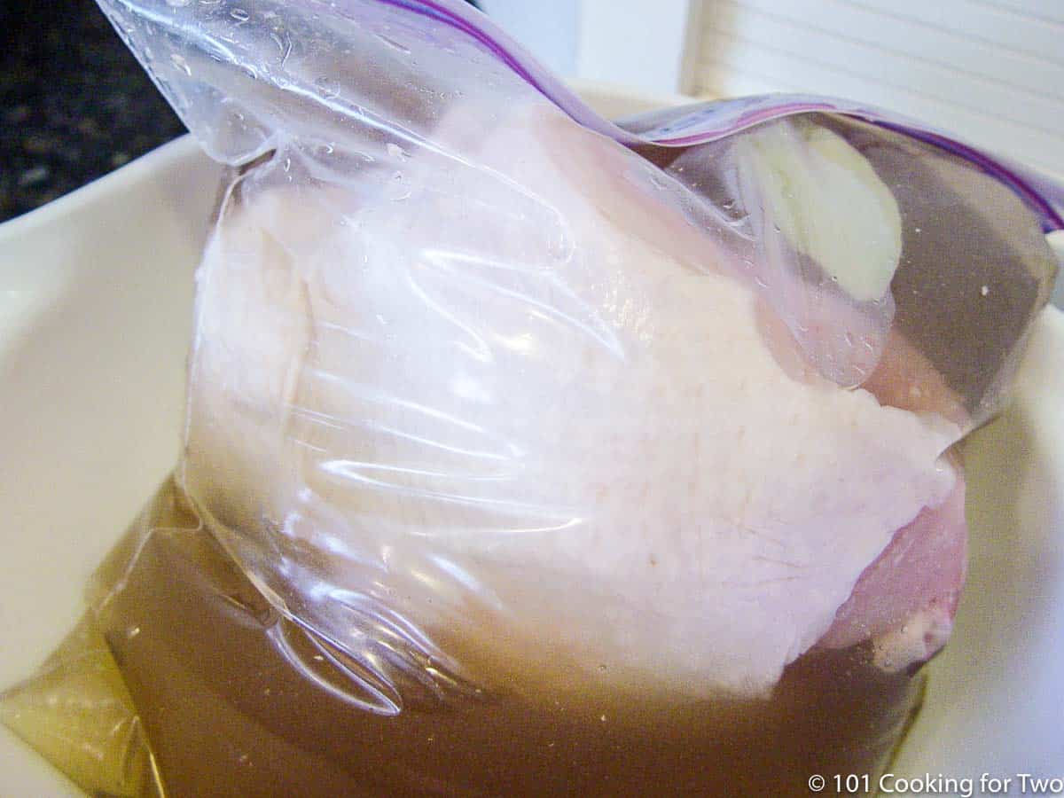 turkey breast in a bag of brine
