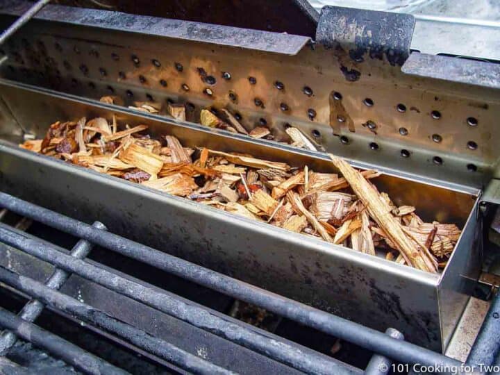 wood chips in a smoker box