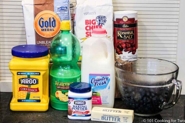 blueberries and cobbler ingredients.