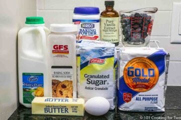 blueberries and cake ingredients