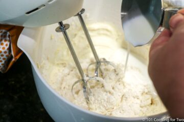 mixing milk into the batter