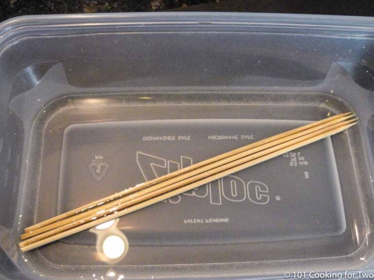 soaking wooden skewers in water
