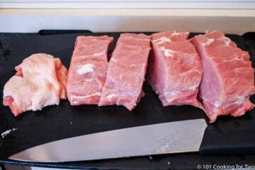 trimmed pork loin cut into slices