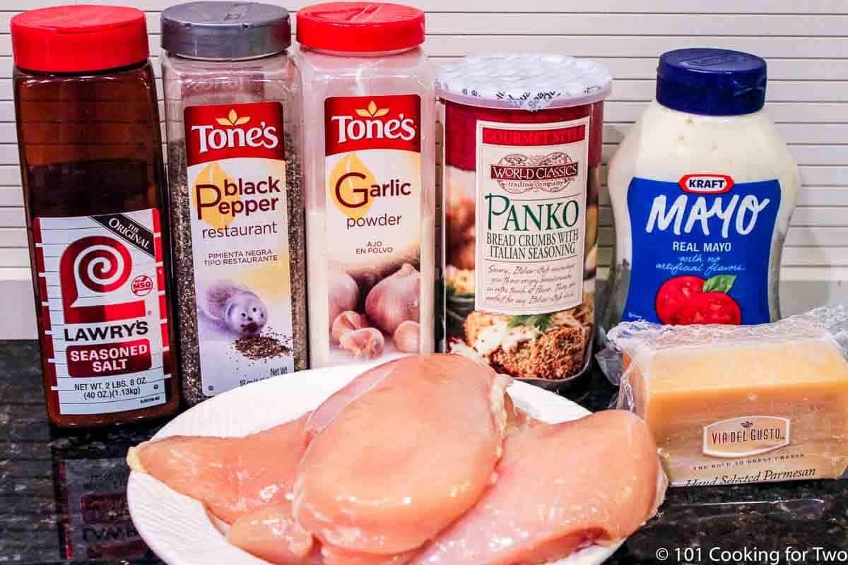 chicken breast with mayo and seasoning.