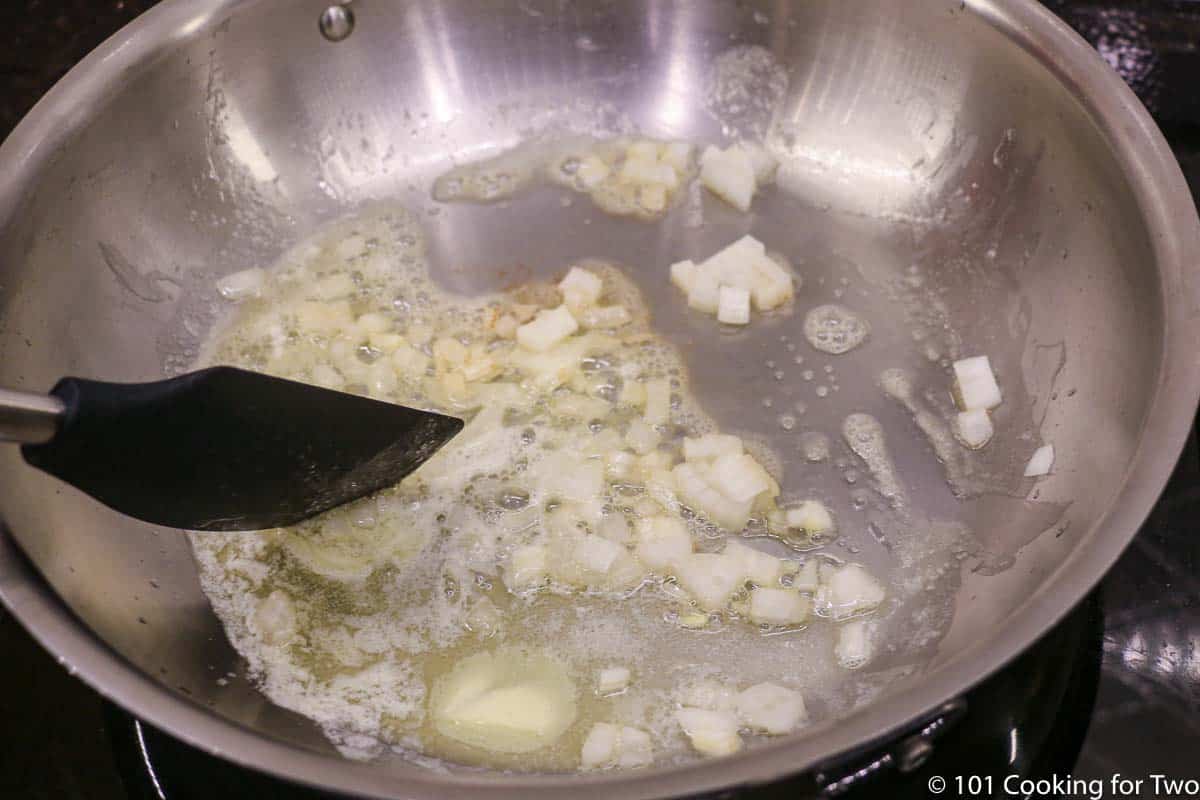 cooking onion in butter.