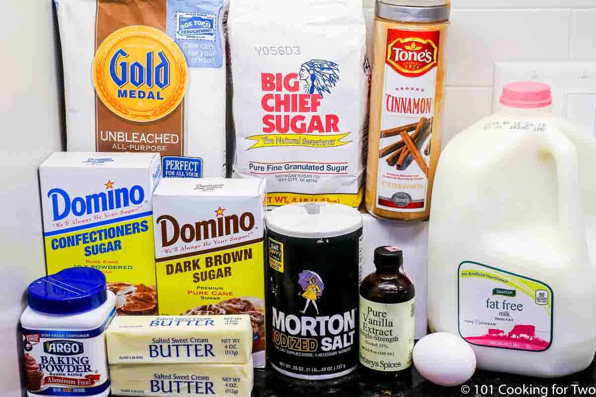 Ingredients for cinnamon roll cake
