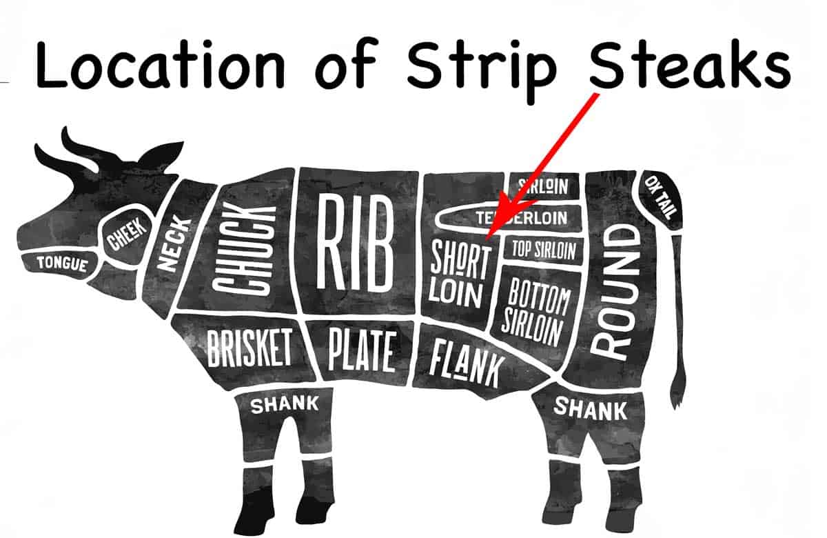 graphic with location of strip steak-Image licensed from Fotolia. Copyright by foxysgraphic - Fotolia. Image modified in accordance with the license.