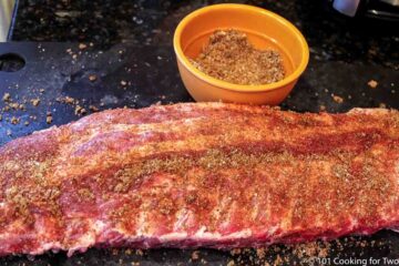 dry rub applied to baby back ribs