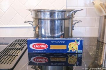 fettuccine with a pasta pot