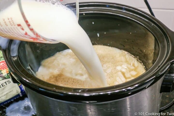 adding milk to the crock pot