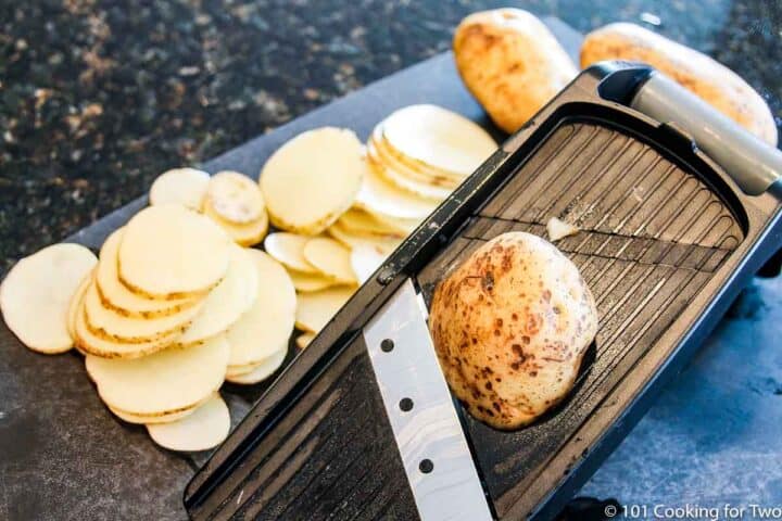 mandlolin with potato slices