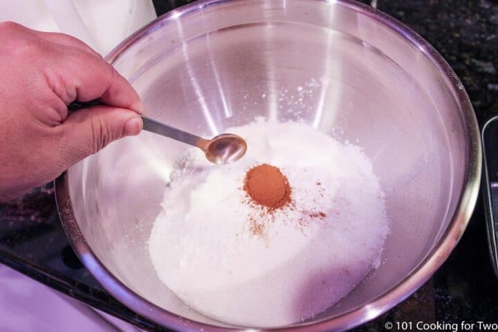 mixing dry ingredients in a large bowl