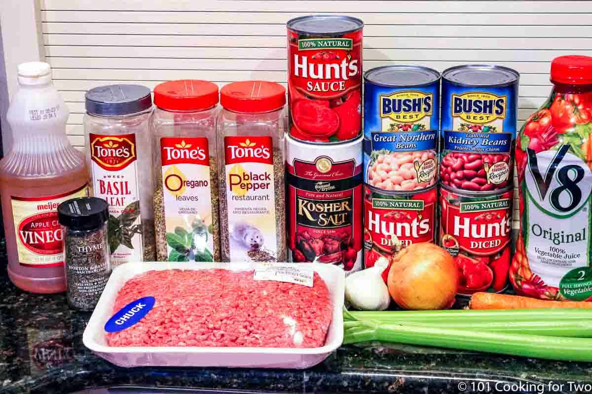 raw ground meat with soup ingredients