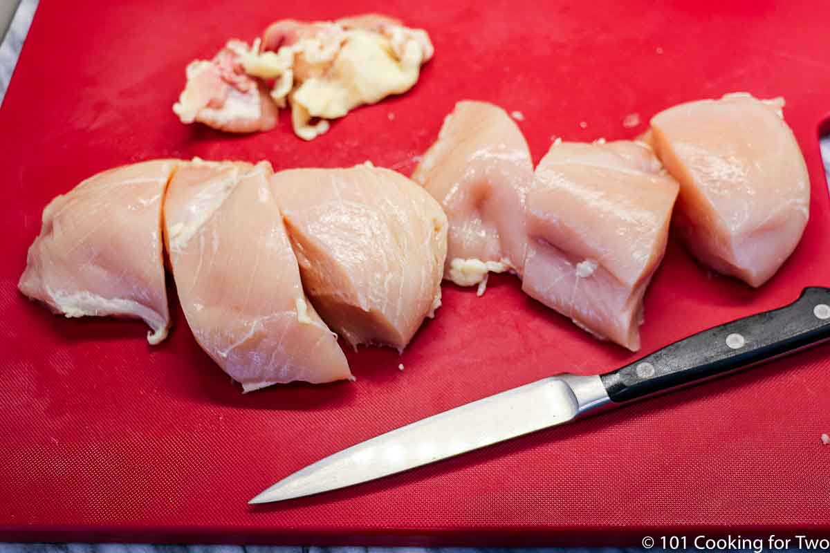 raw chicken trimmed and cut into chunks.