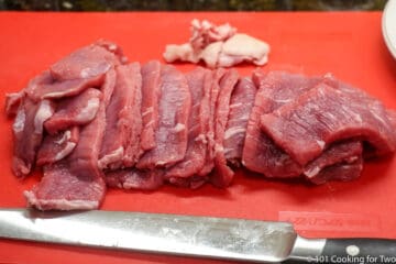 trimmed and sliced beef roast