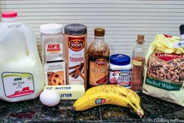 two bananas with muffin ingredients