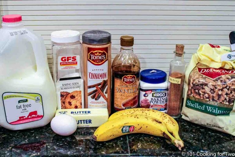 two bananas with muffin ingredients