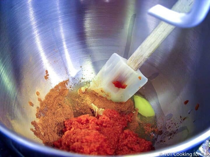 wet ingredients in the stand mixer