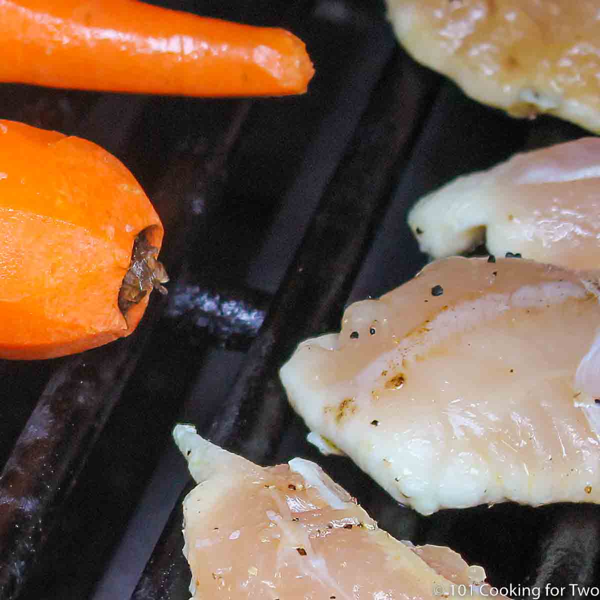 edge of grilled chicken tender turning white