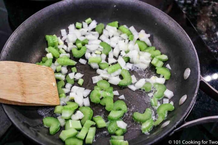 saute celery and onion in skillet
