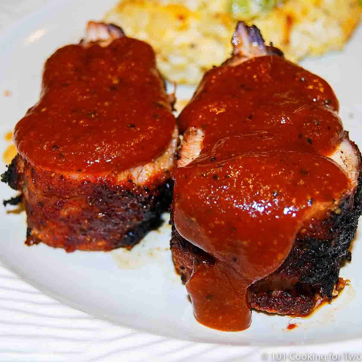 Memphis BBQ sauce on pork tenderloin.