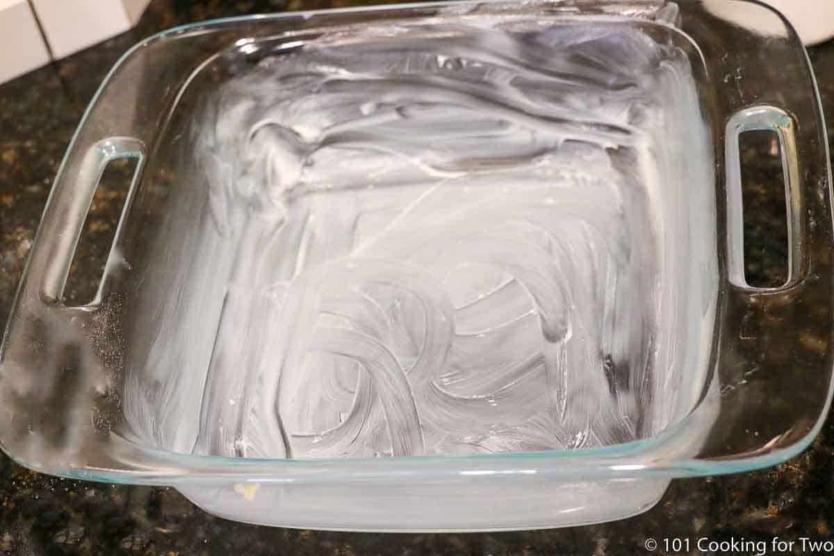 baking dish coated with butter.