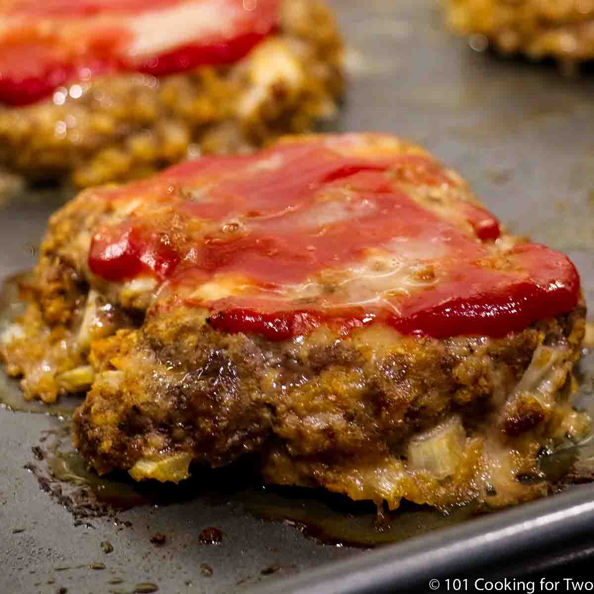 meatloaf burger on baking tray.