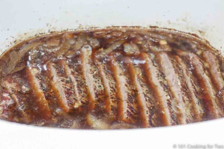 sliced beef roast in au jus
