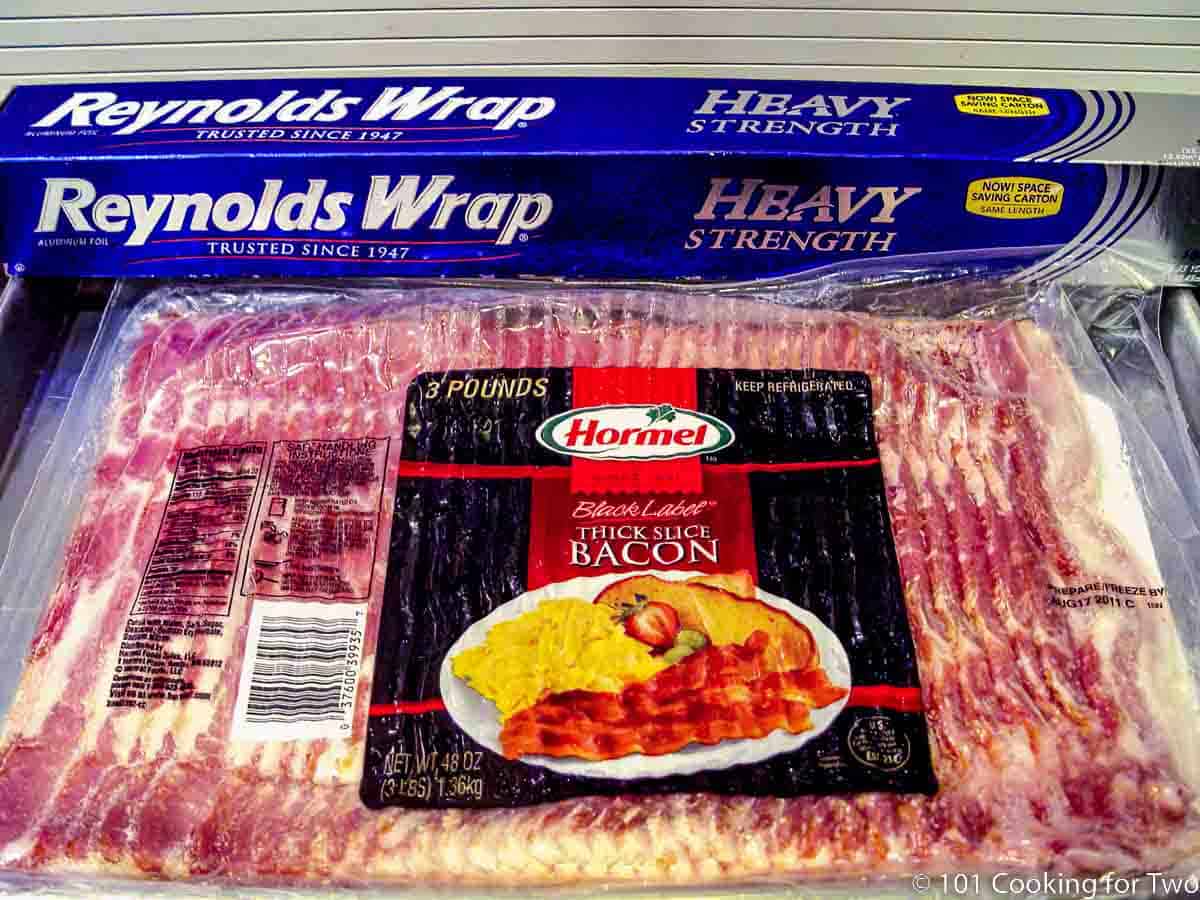 heavy duty foil and raw bacon.