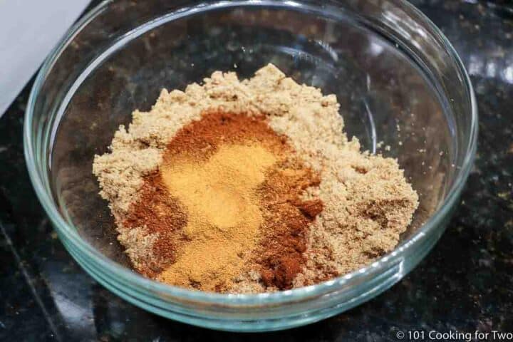 brown sugar and spices in a small glass bowl