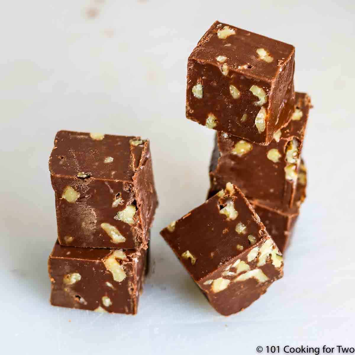 pieces of fudge in a tower pile